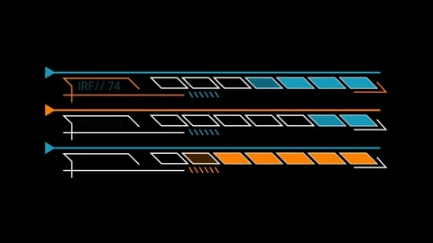 Minimalist Sci-Fi UI Element with Tri-Level Data Loading Bars Video stock 339770572