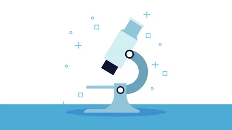 Minimalist science microscope animation with floating geometric icons on li.. Vídeo Stock 338993636