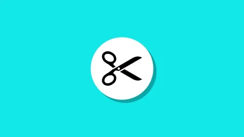 Minimalist scissors icon animation on bright turquoise background with smoo.. Stock Footage 329272545