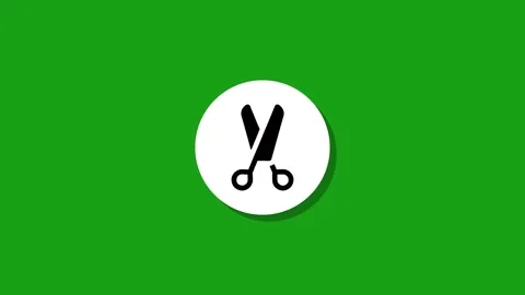 Minimalist scissors icon animation with flat graphic style on green backgro.. Stock Footage 327762433