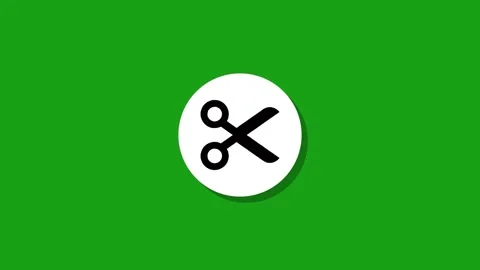 Minimalist scissors icon animation on green background with white circle de.. Stock Footage 327762458