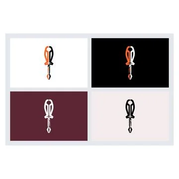 Minimalist Screwdriver Vector Logo Icon Set Stock Illustration