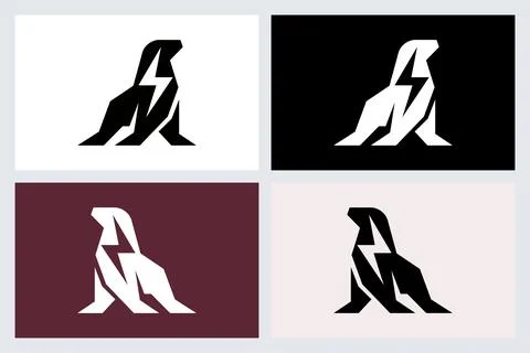 Minimalist Seal Logo Design with Lightning Bolt Stock Illustration