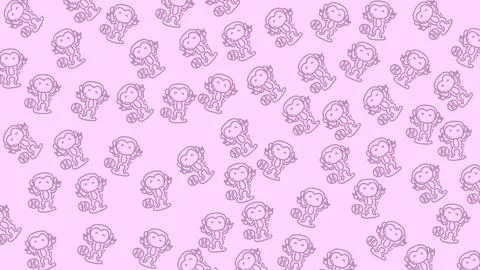 Minimalist seamless background featuring monkey cartoon line drawings in si.. 스톡 일러스트