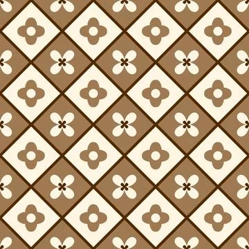 Minimalist Seamless Floral Geometric Pattern in Brown Tones Stock Illustration