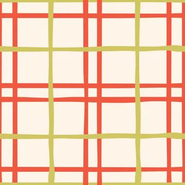 Minimalist seamless grid pattern in hand drawn sketch style. Simple geometr.. Stock Illustration
