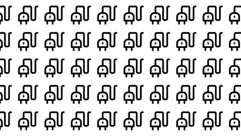 Minimalist seamless pattern of black electric power plug icons on a white b.. Ilustração Stock