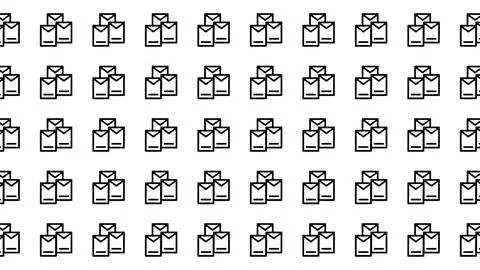 Minimalist Seamless Pattern of Black Envelope Icons on White Background for.. Stock Illustration