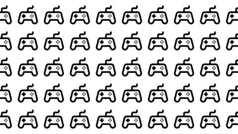 Minimalist seamless pattern featuring black game controller icons on a whit.. 스톡 일러스트