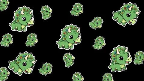 Minimalist seamless pattern featuring cute cartoon triceratops dinosaurs in.. イラスト素材