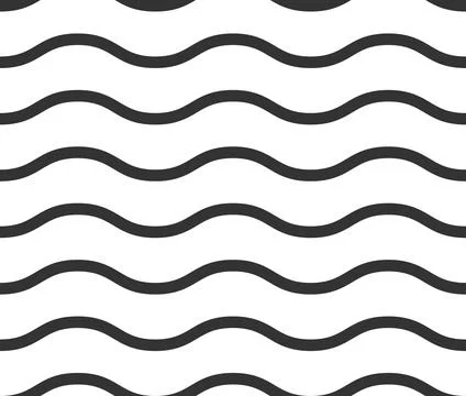 Minimalist seamless pattern featuring elegant black wavy lines on a clean whi Illustrazione stock