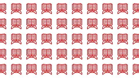 Minimalist seamless pattern featuring red open book line icons on white bac.. Stock Illustration