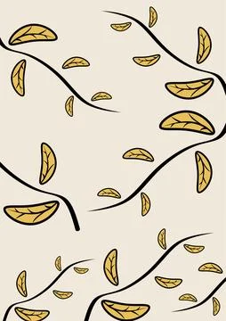A minimalist seamless pattern featuring stylized black branches with yellow.. Stockillustratie