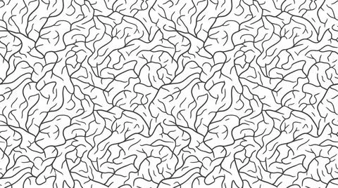 Minimalist seamless pattern featuring thin black organic wavy lines on ligh.. Stock Illustration