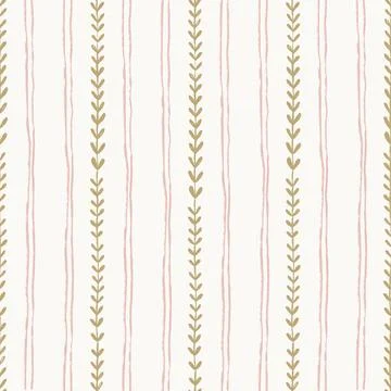 Minimalist Seamless Pattern With Hand Drawn Lines And Dotted Stripes In Neu.. Stock Illustration