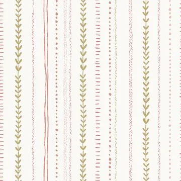 Minimalist Seamless Pattern With Hand Drawn Lines And Dotted Stripes In Neu.. Stock Illustration
