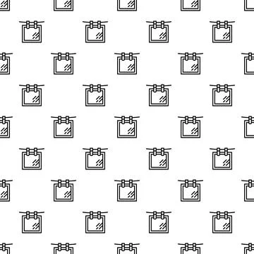 Minimalist seamless pattern with hanging squares and clips Stock Illustration