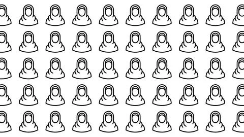 Minimalist seamless pattern of hijab icons for Islamic cultural design and .. Stock Illustration