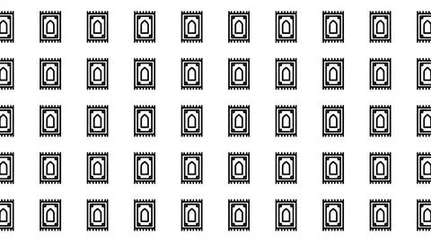 Minimalist seamless pattern of Islamic prayer mat icons on white background.. Stock Illustration