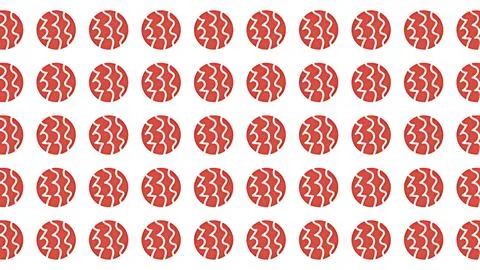 Minimalist seamless pattern of red circular icons with wavy lines on white .. Stock Illustration