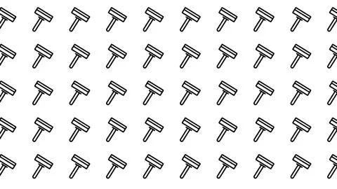 Minimalist seamless pattern of shaving razor line icons on white background.. Stock Illustration