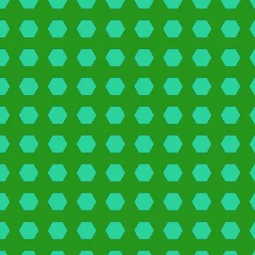 Minimalist Seamless Pattern of Small Teal Hexagons on Vibrant Green Geometr.. Illustrazione stock
