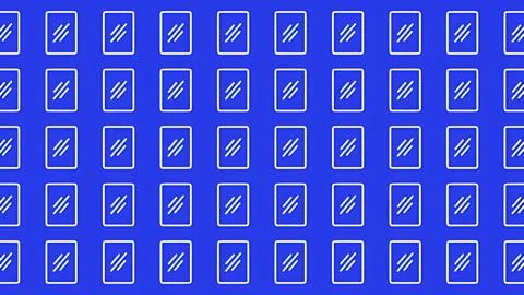 Minimalist seamless pattern of white document line icons on vibrant blue ba.. Stock Illustration