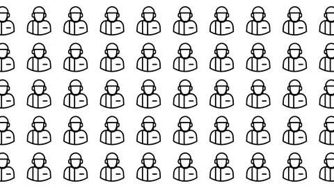 Minimalist seamless pattern of worker icons on white background, service st.. Stock Illustration