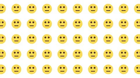 Minimalist seamless pattern of yellow neutral face emojis on a clean white .. Stock Illustration