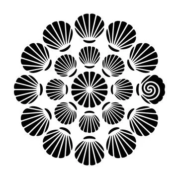 Minimalist Seashell Mandala Circle Pattern Clipart 库存插图
