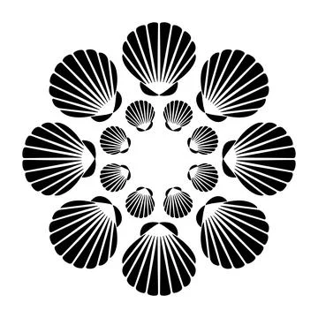 Minimalist Seashell Mandala Circle Pattern Clipart 库存插图