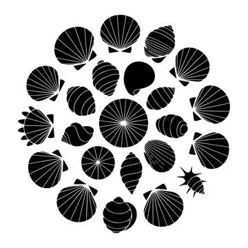 Minimalist Seashell Mandala Circle Pattern Clipart 스톡 일러스트