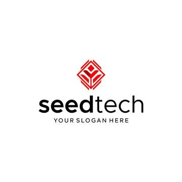 Minimalist seedtech leaves plants logo design Stock Illustration
