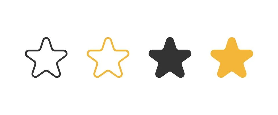 Minimalist set of rounded star vector icons with outline and filled styles Stock Illustration
