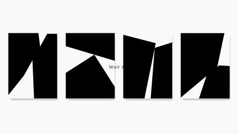 Minimalist set of wall art vector black and white. Abstract wall art backgr.. Stock Illustration