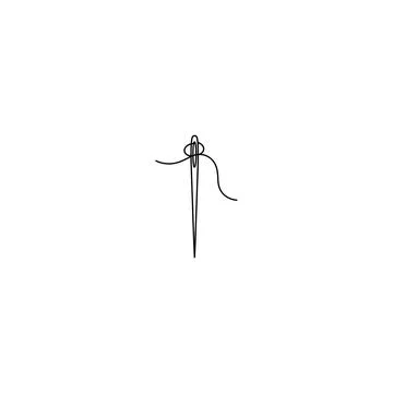Minimalist sewing needle and thread symbol for fashion and craft Stock Illustration