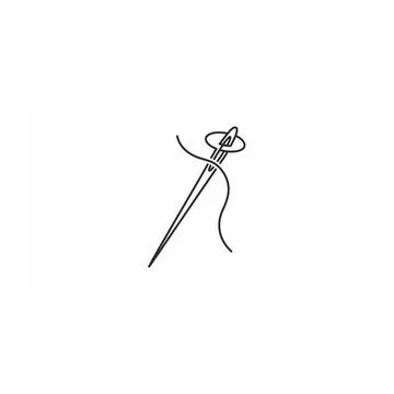 Minimalist sewing needle and thread icon line art illustration Stock Illustration