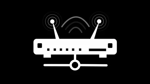 Minimalist Shape Wi-Fi Router with Network Wave Signal Icon Animation Stock Footage 315192804