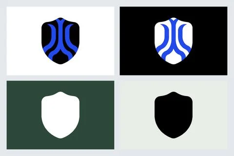 Minimalist Shield Logo Design Concept Set Stock-Illustration