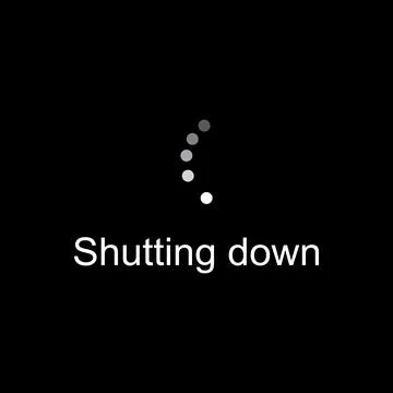 Minimalist shutting down screen with circular loading progress indicator. 库存插图