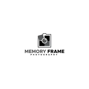 Minimalist silhouette MEMORY FRAME logo design Illustrazione stock