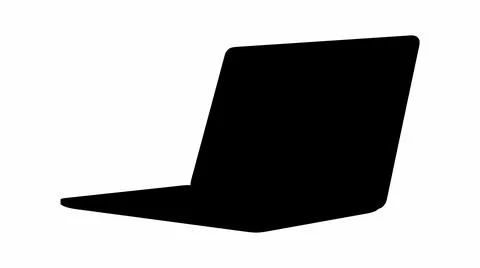 Minimalist Silhouette of an Open Laptop Computer イラスト素材