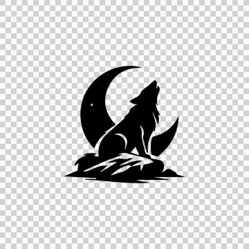 Minimalist Silhouette Wolf Logo Design Stock Illustration