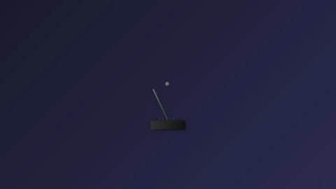 Minimalist silver pendulum swinging against a dark navy blue background Video stock 335117825
