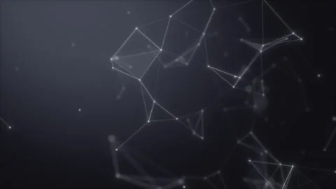 Minimalist silver plexus network on dark monochrome background Video stock 344307177