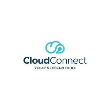 Minimalist simple Cloud Connect logo design Illustrazione stock