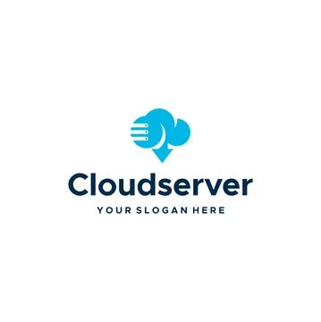 Minimalist simple CLOUD SERVER tech logo design Stock Illustration
