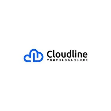 Minimalist simple colorful CLOUD LINE logo design Stock Illustration