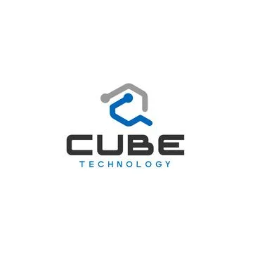 Minimalist simple CUBE TECHNOLOGY logo design Stockillustratie