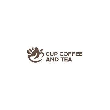 Minimalist Simple Cup Coffee Tea Leaf logo design Stock Illustration